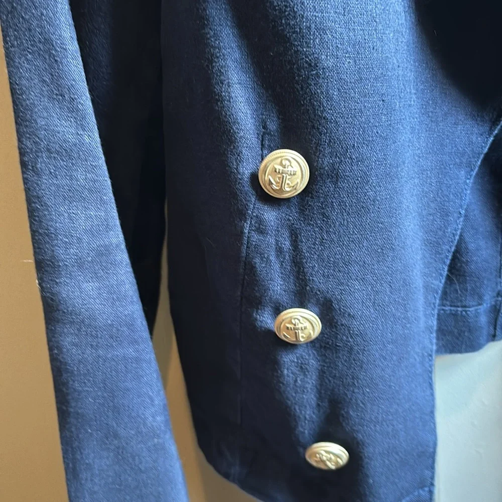 L'AGENCE Navy Blazer with Gold Buttons - Picture 3 of 5